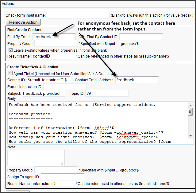 The Action Step Used with Feedback Forms