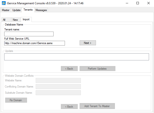 Importing a tenant