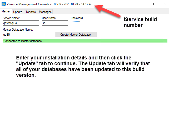 The Master Tab in the management console